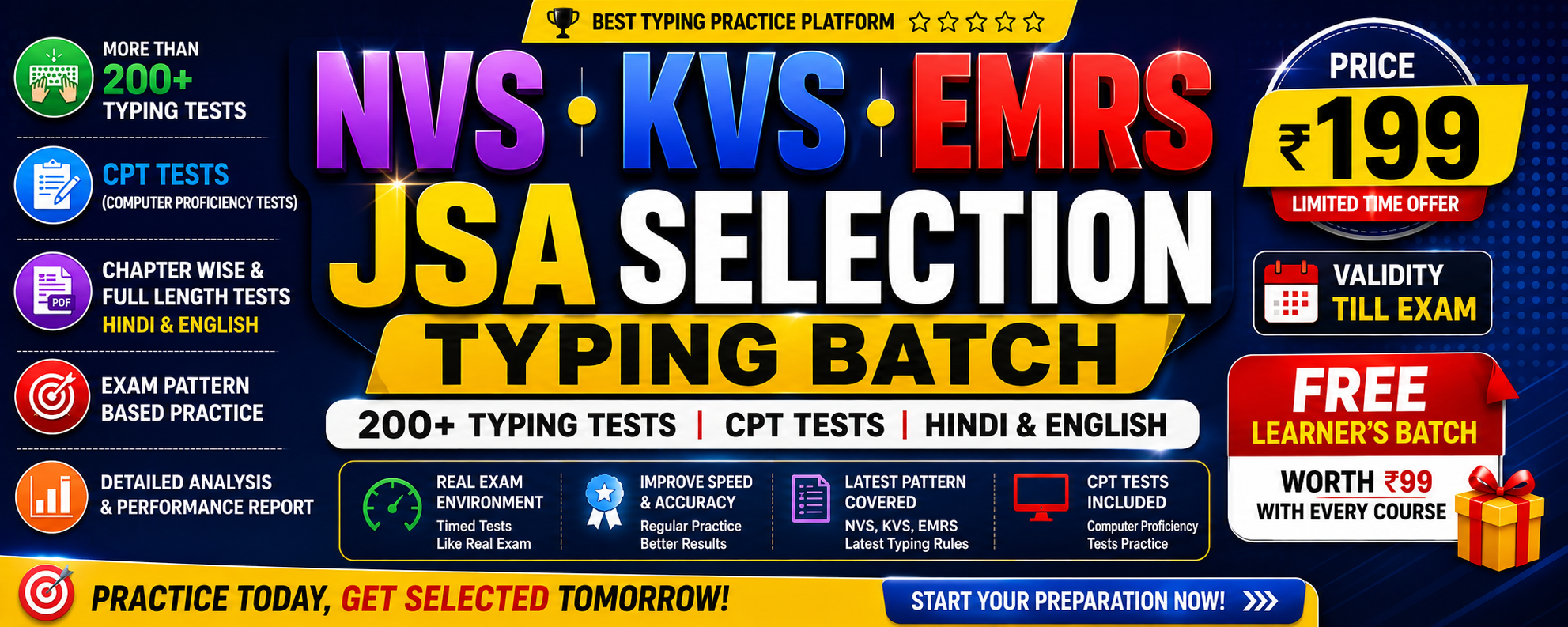 NVS KVS EMRS JSA Selection Typing Batch typing course
